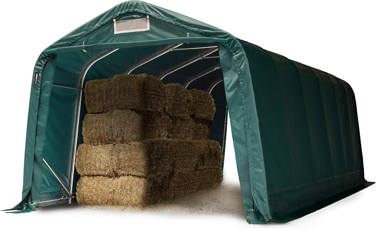 Serres tunnel TOOLPORT | 3,3x7,2 m, Vert – Abri Tunnel Robuste Bâche PVC 2300N | abri de pâturag