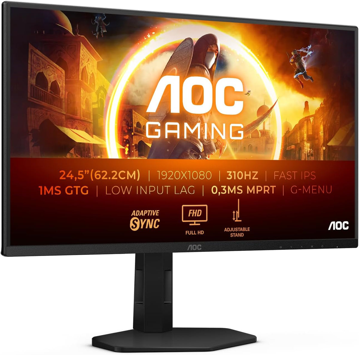Écrans PC AOC – 24.5 Pouce | 1920x1080, 2X 2.0 – 1x 1.4 | Noir, Gaming Moniteur 25G4SXU 310Hz – Fast IPS Dalle