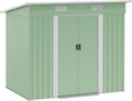 Outsunny Abris de jardin, 2,3 m – 207 x 130 x 182 cm | Vert/Blanc, Abri de jardin en métal ² avec toit en appenti