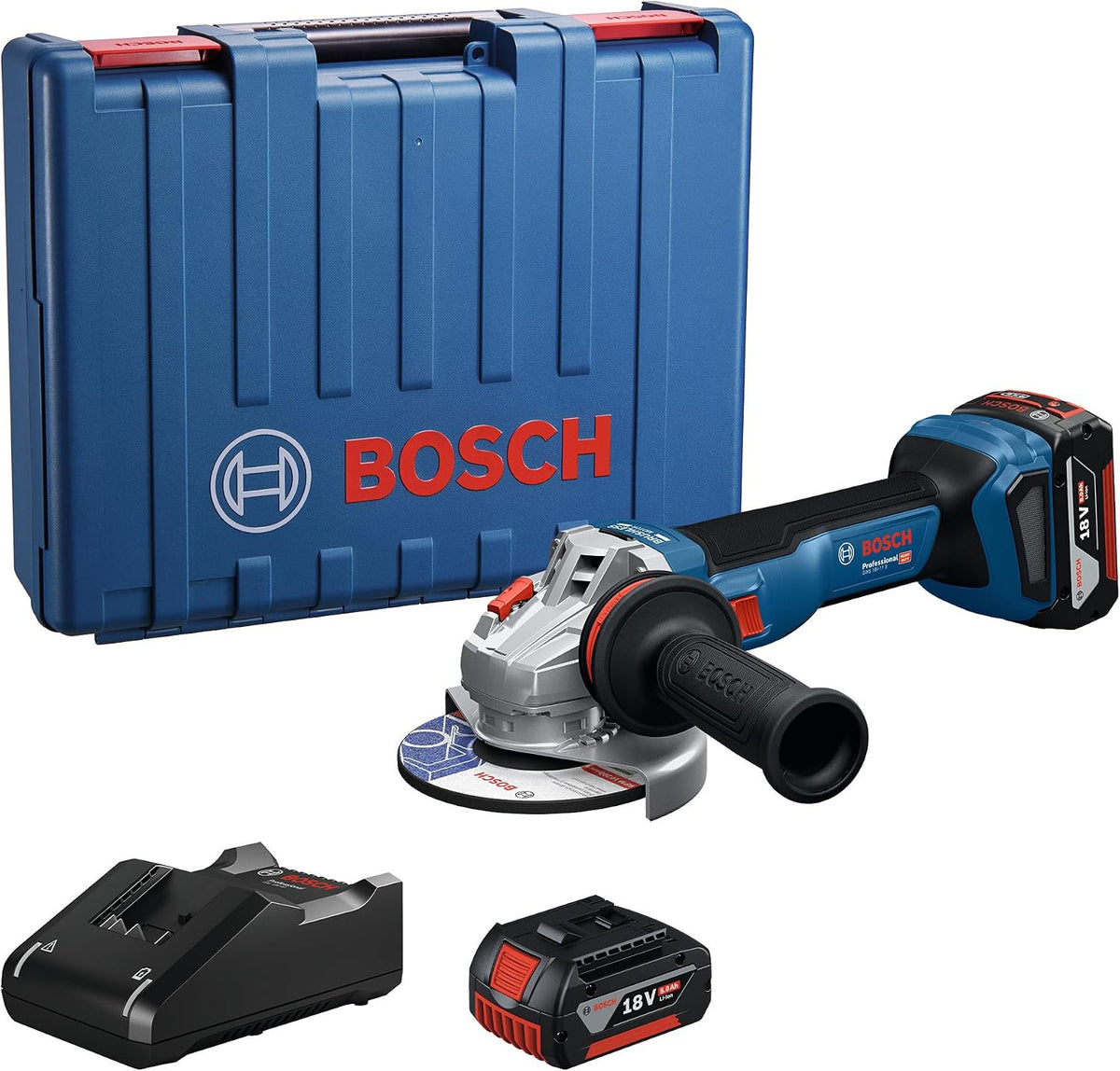 Outillage électroportatif Bosch Professional – 18 V | 125 mm, 4,0 Ah – Bleu/Noir/Rouge/Argent | 2 batteries GBA