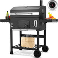 barbecue à charbon LIFERUN | 138x155x61 cm, Noir – Grand Barbecue Charbon de Bois XXL | Barbecue Fumoir, Cheminée