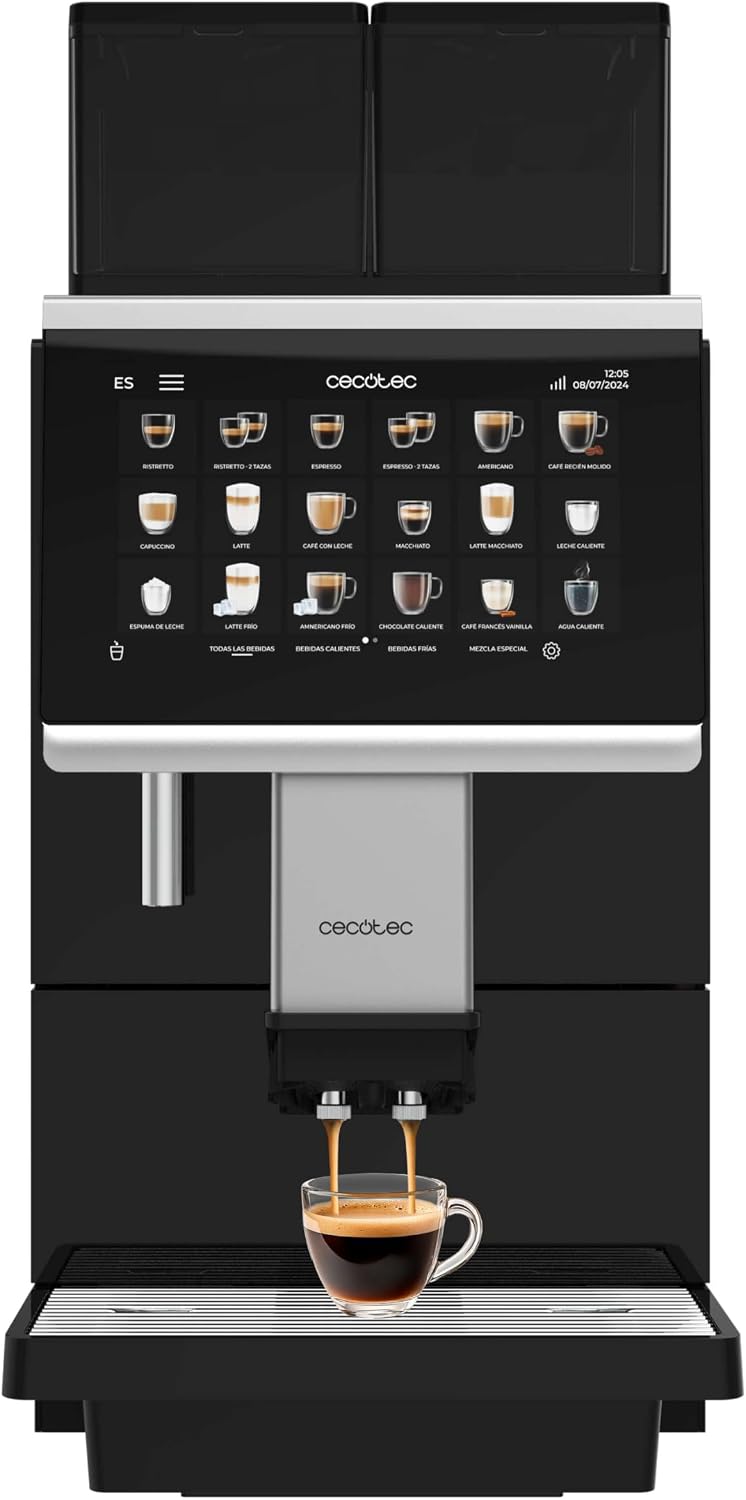 machine à café Cecotec | cafetière, 2900 W – 700 g | Noir/Argent, Super-automatique Commerciale Cremmaet Lounge – Écran Tactile