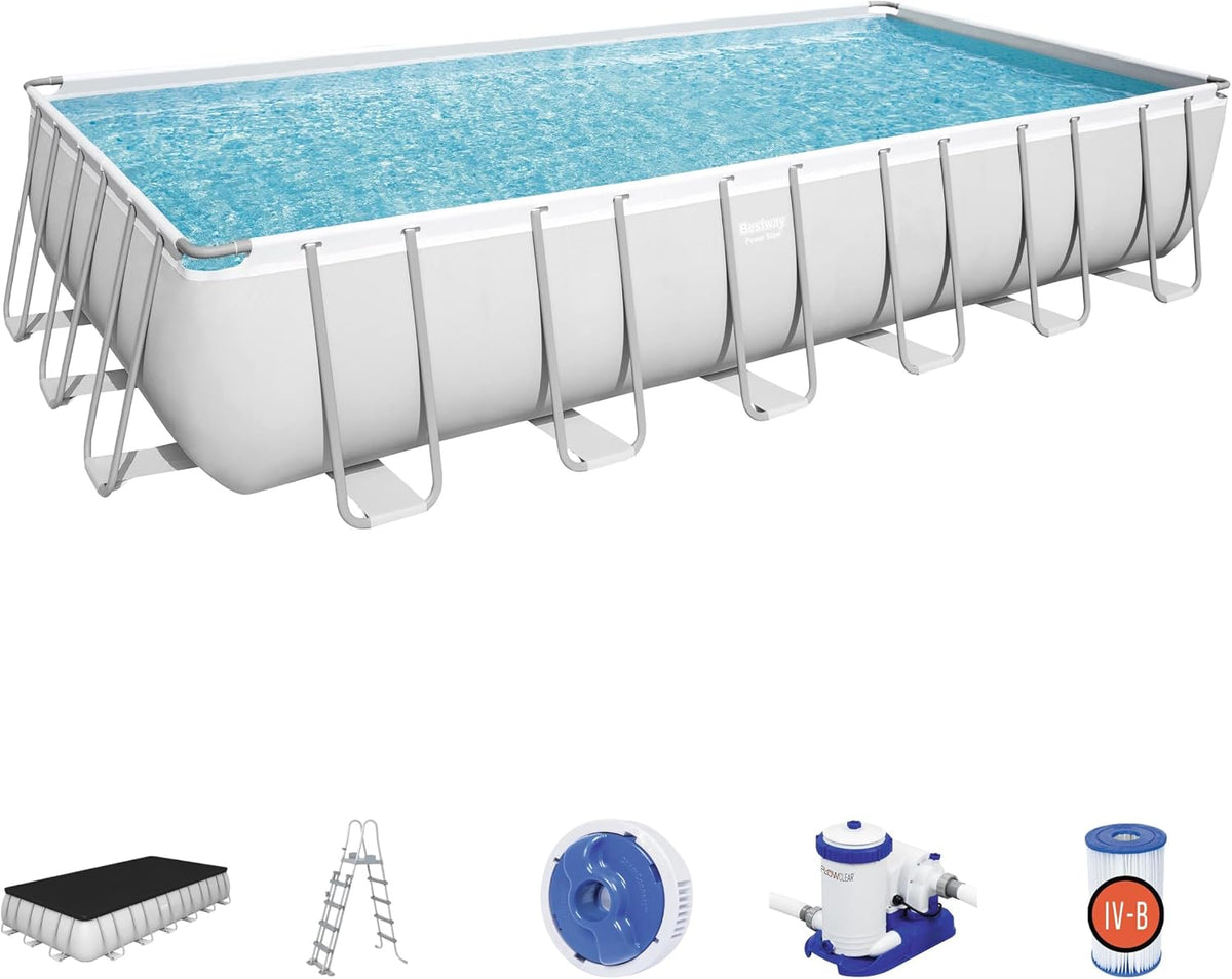 Bestway Structures pour piscines, 732 x 366 x 132 cm – Blanc | piscine hors sol rectangulaire Power Steel