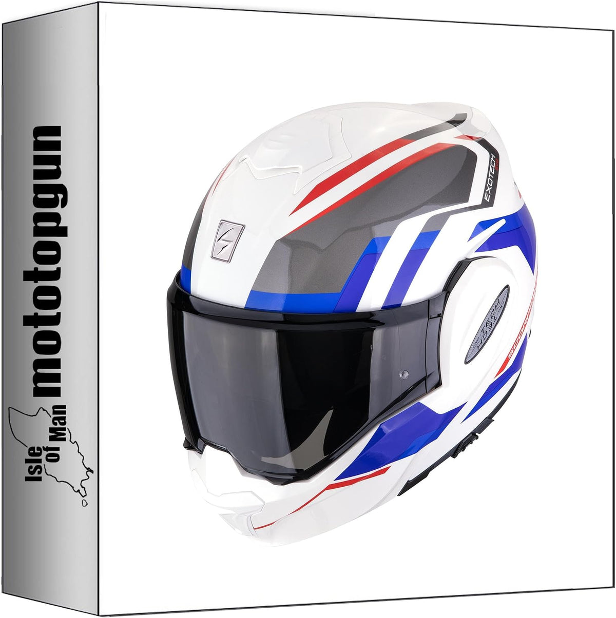 MOTOTOPGUN Casques modulables, Blanc/Rouge/Bleu