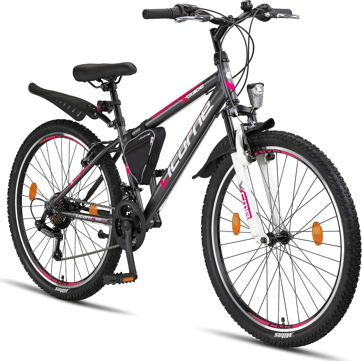 Cyclisme Licorne Bike – 29 pouces | Anthracite/Blanc/Rose, Guide VTT de de 20 – 5 et pour filles | hommes et femmes (26'