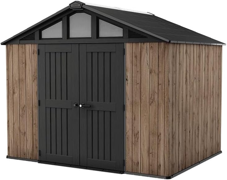 Abris de jardin Keter | 7,7 m2, Noir/Marron – Abri de Jardin Stronghold 108- - Aspect Bois Douglas