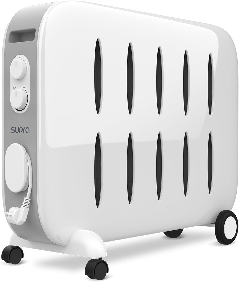 Supra Radiateurs, 1500 W – 20 m2 | Blanc, CERAMINO 1522 – Radiateur mobile à chaleur douce | thermostat mécanique