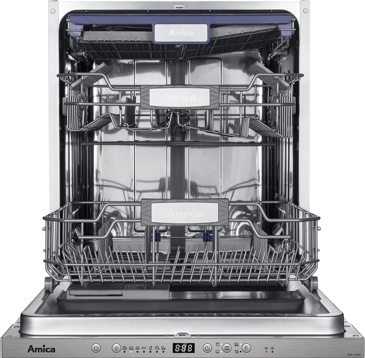 Amica Lave-vaisselles standards, 60 cm – 44db | Argent, Lave-vaisselle 14 Couverts Tout Intégrable - ADF1423X/1
