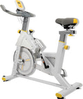 TechFit Vélos d'appartement, 8 kg – 120 kg | Gris/Blanc/Jaune, Vélo d'appartement - 99 Niveaux Résistance – Cardio Intérieur Haute Performance