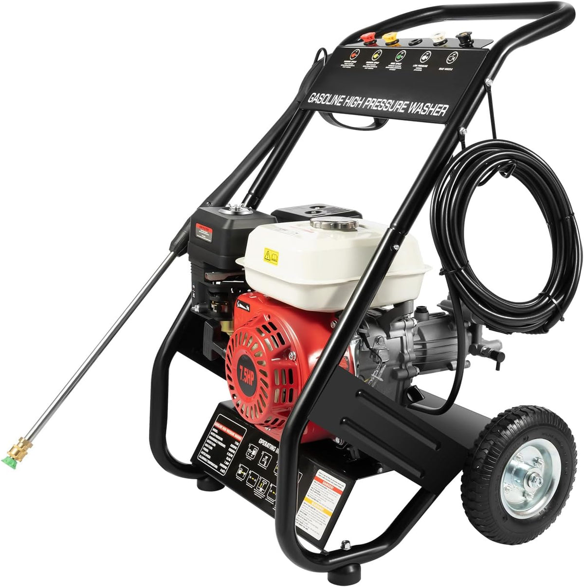 nettoyeur haute pression MccoMMon – 4900 W | 190 bar, Noir/Blanc/Rouge – essence 6, 5 CV - Moteur essence - - Voiture et terrasse - Pistolet puissant