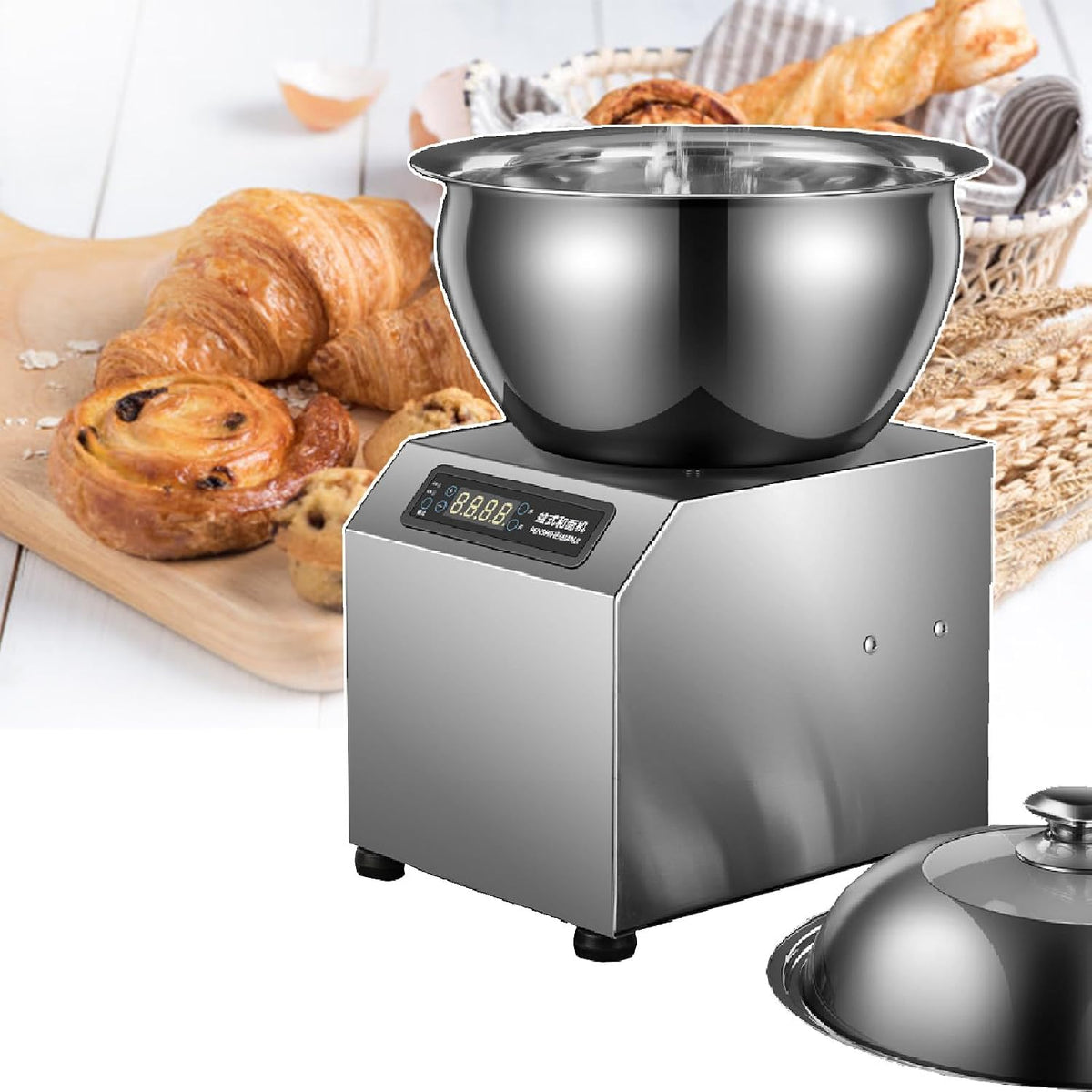Pétrin blender, 1800 W – 110 V/220 V | 50 Hz/60 Hz, 5 kg – 220 V | Acier inoxydable, Caoutchouc – Verre | Aluminium, Argent