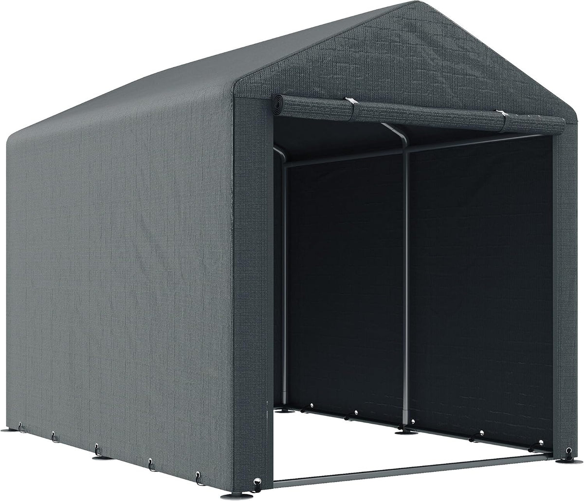Abris de jardin Outsunny | 160x218x172 cm, Gris Foncé – garage pour vélo et outils rangement et stockage pour vélo moto bois outils