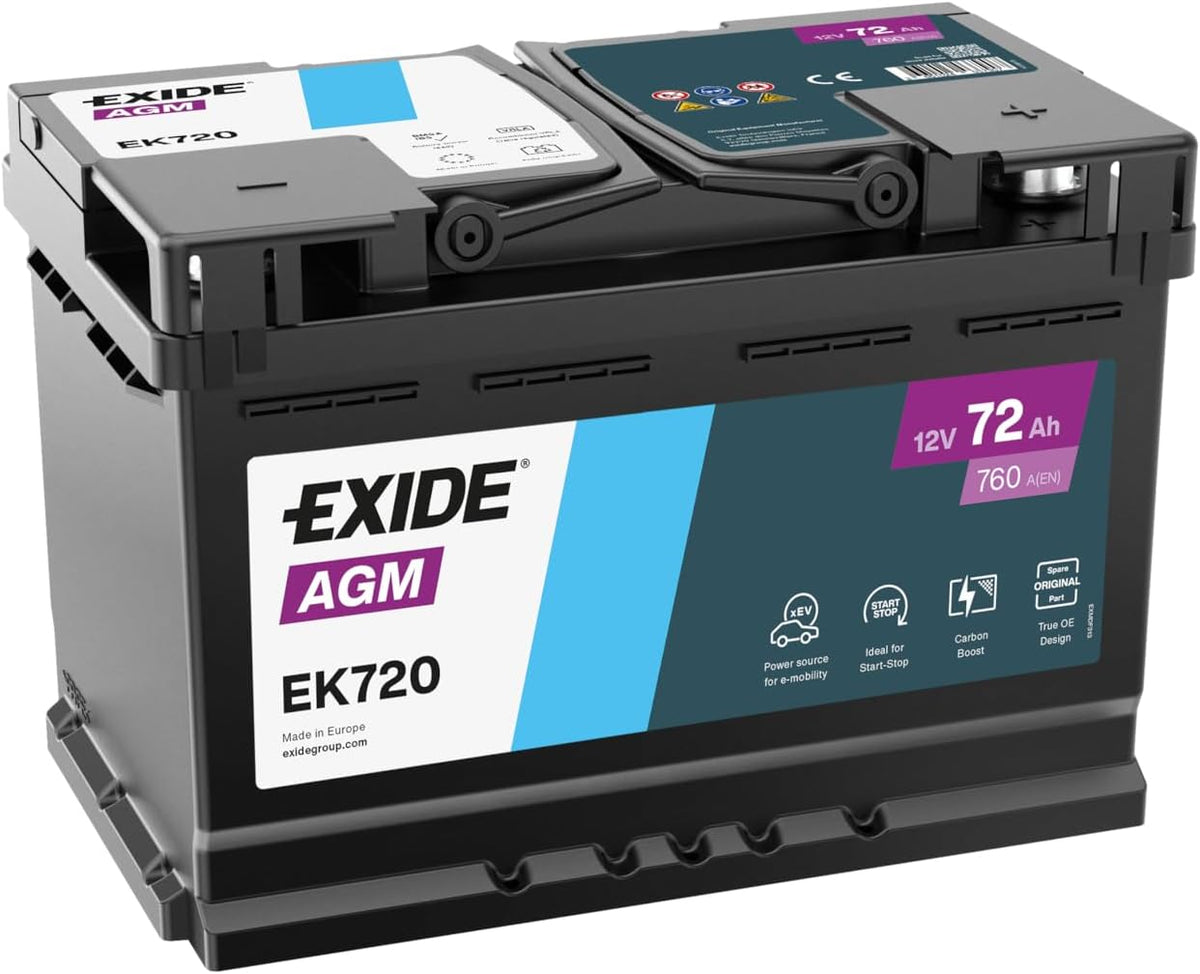 Batteries de voiture Exide Technologies | 72 Ah, Noir/Bleu – Batterie de voiture EXIDE /760A RENAULT CLIO 1.5 dCi 90
