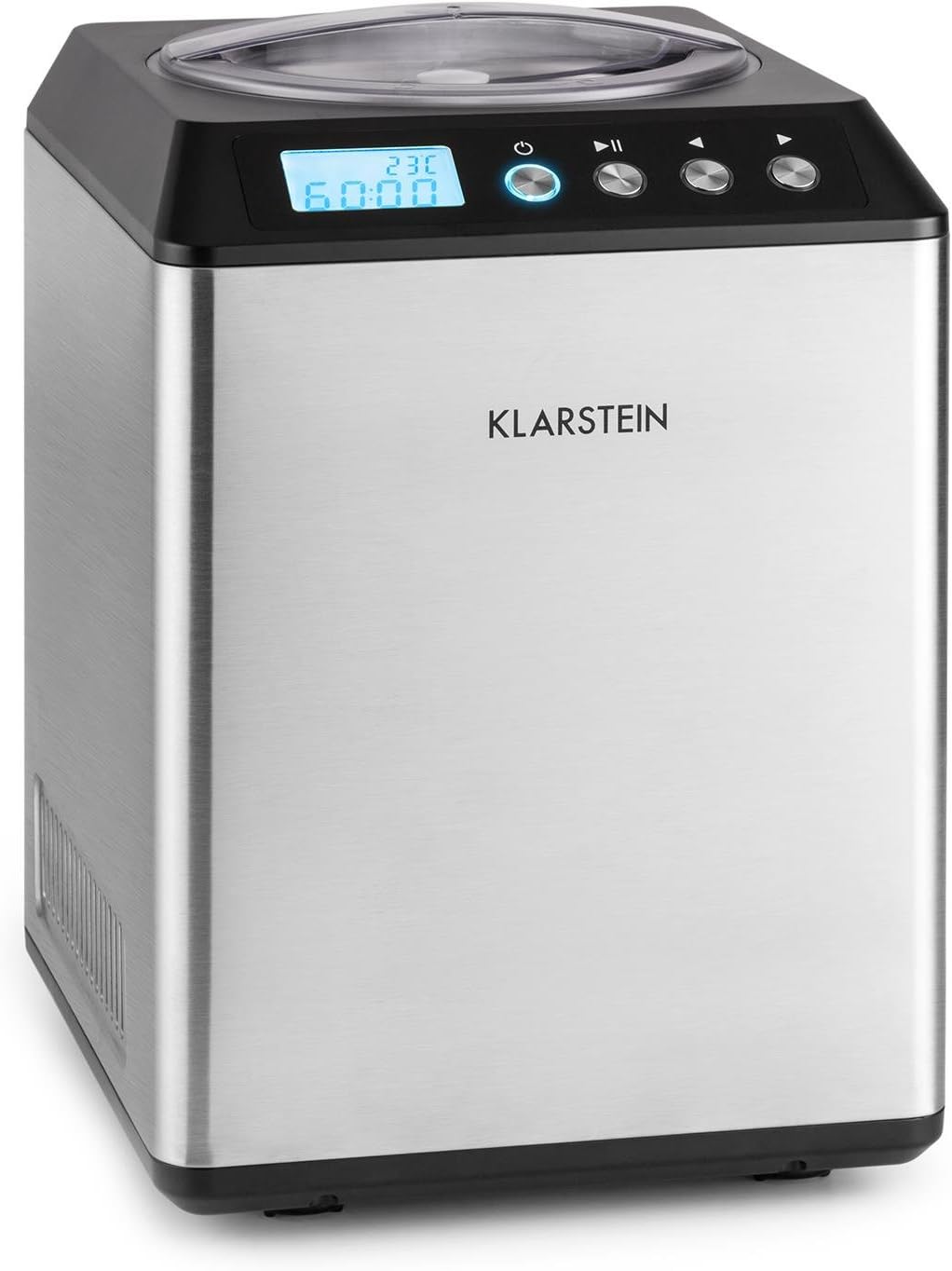 sorbetière KLARSTEIN – 2,5 L | Argent/Noir, Vanilla Sky - Machine à crème glacée – Prête en 10 à 60min | Compresseur