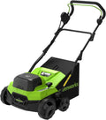 Outillage de jardin motorisé Greenworks – 48 V | 38 cm, 45 L – Vert/Noir | Scarificateur & Aérateur de Pelouse (24Vx2) Brushless 2-en-1