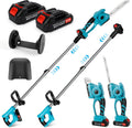 Outillage de jardin motorisé ConBlom – 21 V | 550 W, 220 mm – 130 mm | Noir/Bleu/Argent, Tête Inclinable – Longueur de Lame