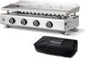 plancha BRASERO – 10,6 kW | 84 x 34 cm, Argent/Noir – BY FAVEX - gaz inox Silvia IIG Evo 4 feux | Plaque inox