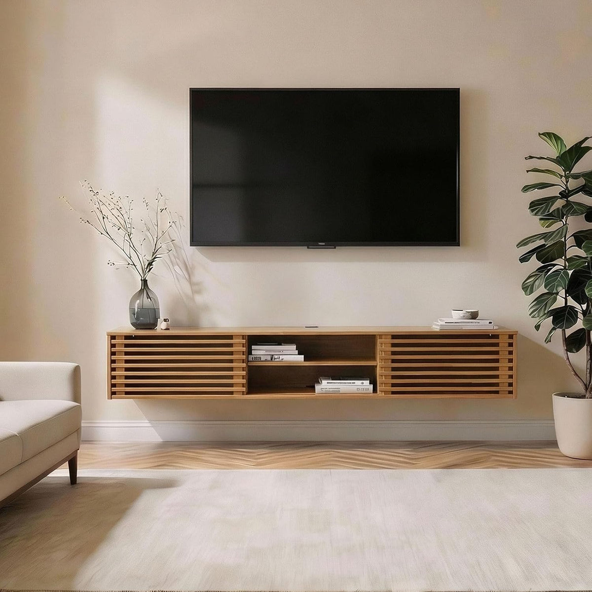 meuble TV IDIMEX | 175 cm, Chêne – Télévision Jusqu'à 75' | Meuble de Rangement pour Salon Moderne