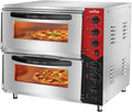 Électroménager spécialisé crosson | 50CM, 6000 W – Argent/Rouge/Noir | Four Pizza Electrique Professionnel Double avec 50 * Pierre de Cuisson