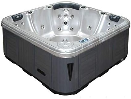 Desineo Bains à remous, 204 x 204 x 85 cm – 1300 l | Gris/Argent, Spa The Relax - 3 Places - 5 assises