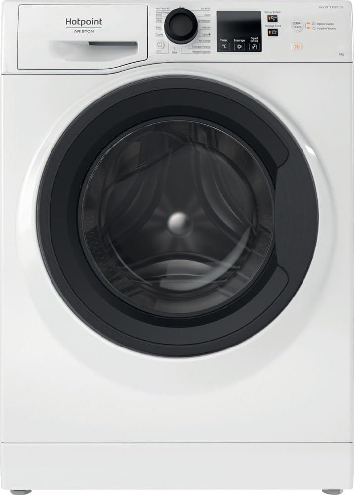 lave-linge Hotpoint | machine à laver, 8 kg – 1200 tr/min | 61 cm, Blanc/Noir