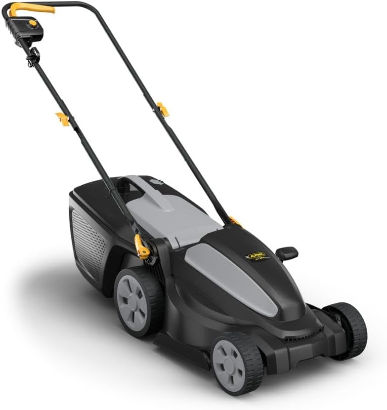 Alpina tondeuse à gazon, 38 cm – 1400 W | 40 L, Noir/Gris – Tondeuse Electrique AL1 38 E | Largeur de Coupe, Bac de ramassage en Plastique