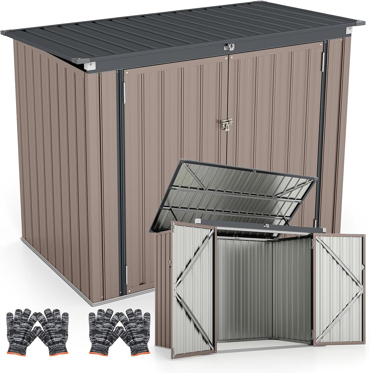 Abris de jardin RELAX4LIFE – 172X100X129 CM | Marron/Gris