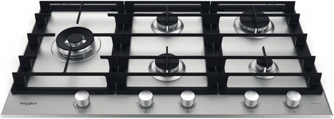 Tables de cuisson Whirlpool – 230 V | 12500 W, Acier Inoxydable/Noir – Encimera de gas GMWL958/IXL Acero Inoxidable