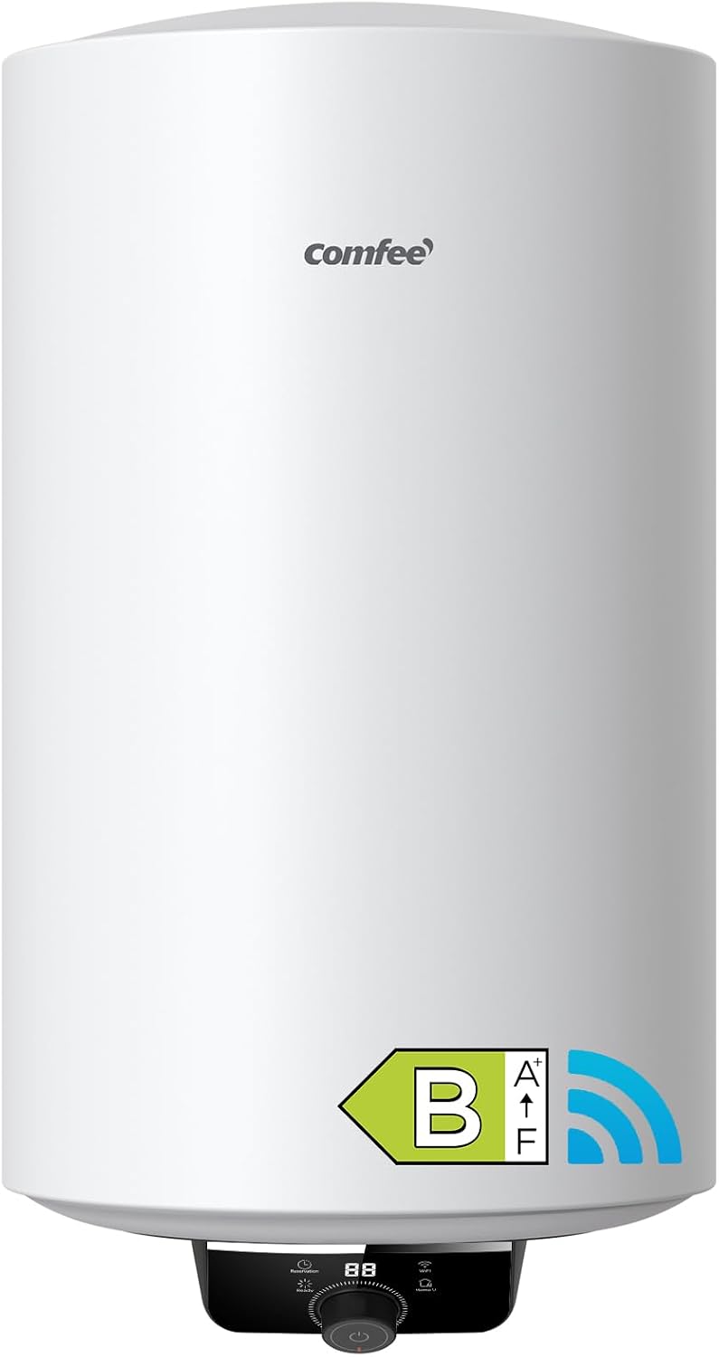 chauffe-eau Comfee | 80 Litres, Blanc – électrique vertical | à Accumulation, Electronic Contrôleur – Timing & Contrôle de la Température pour Douche