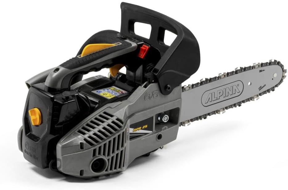 Alpina tronçonneuse, 25 cm – 900 W | 21 m, Noir/Gris/Jaune – d'élagage APR 25 (10)'' | Guide-chaîne (10''), Moteur thermique 25