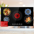 table de cuisson KLARSTEIN – 9.2 kW | Noir, Plaque de Cuisson Mixte Gaz et Vitrocéramique 5 Feux – Vitro de en Acier Inoxydable