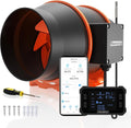 FanGoFast ventilation, 150 mm – 2550 tr/min | Noir/Orange, Wifi App Extracteur d'Air – contrôle de la température et de l'humidité