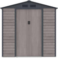 Abris de jardin Vente – 2,79 m | Acier, Gris – Abri de Jardin métal en Acier galvanisé Effet Bois ² - ADELMO