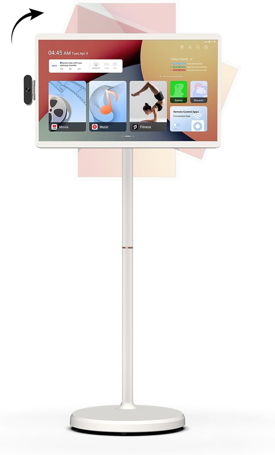 Écrans PC ApoloSign – 24 Pouces | Blanc, Moniteur Portable – écran Intelligent Rotatif de 1080p | écran Tactile