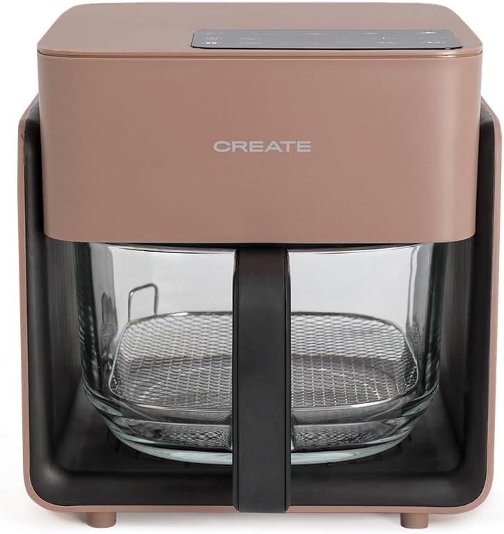 friteuse à air chaud CREATE/AIR – air fryer | 4,2 L, 1300 W – Moka/Noir | 6 programmes, plateau en verre – contrôle du temps et de la température