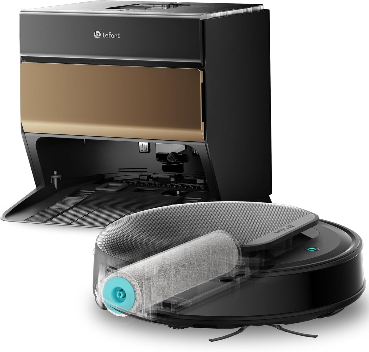 robot aspirateur Lefant | aspirateur robot, 8 mm – 5G | 2,4G, Noir/Or – M5 Pro Laveur | 18000 Pa, Nettoyage Automatique instantané avec serpillière à