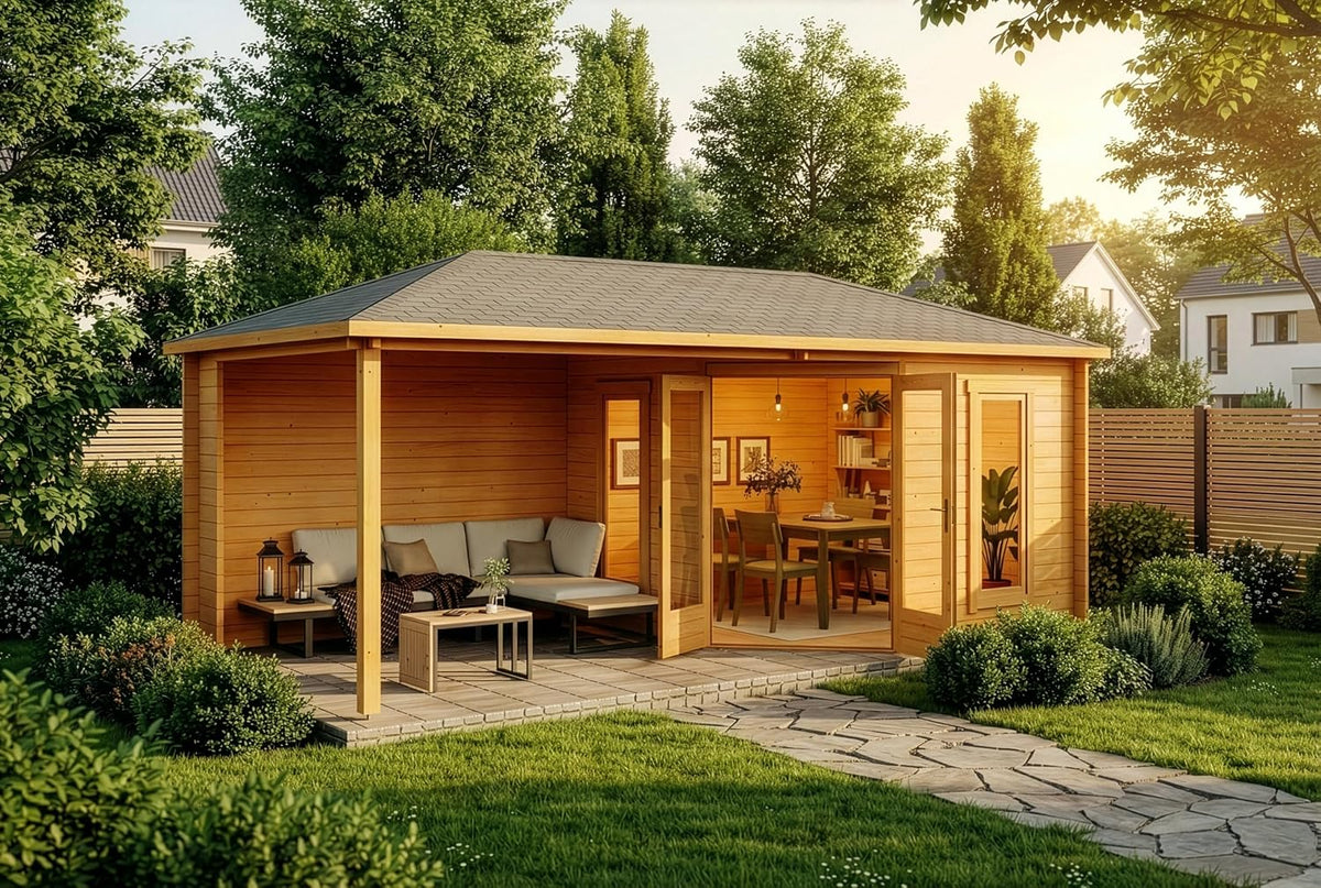 Abris de jardin Alpholz | Bois/Gris, Abri de Jardin pentagonal Liwa en Bois de la Marque – abri de Jardin et de Loisirs