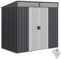 Outsunny Abris de jardin, 1.2x2 m – Gris | Abri à Outils en Acier avec Base, abri de Jardin avec fenêtres Transparentes