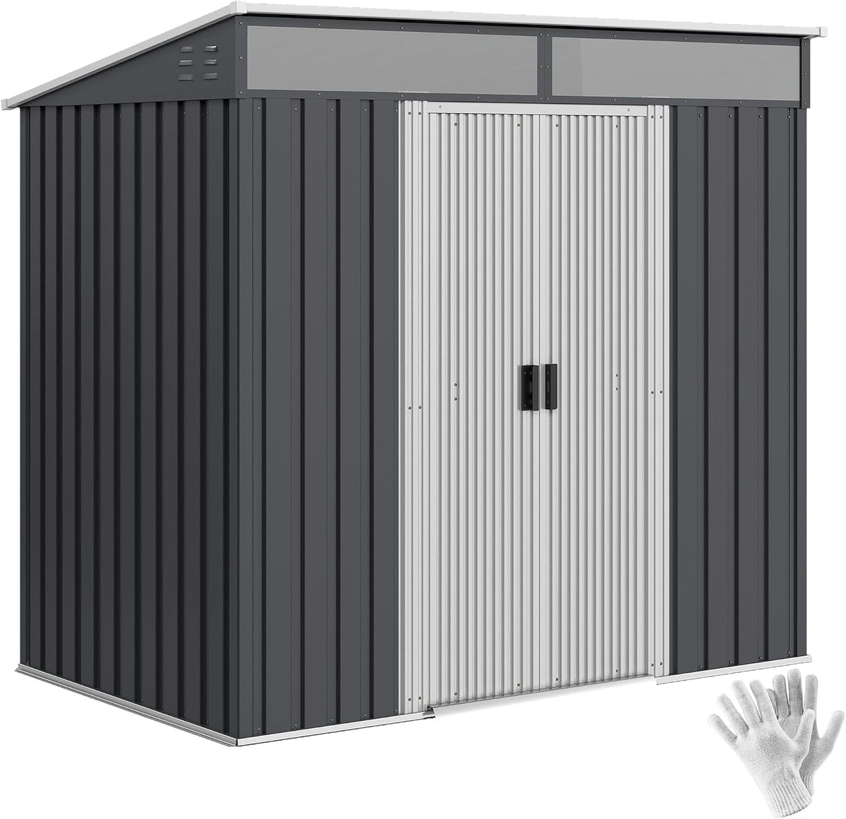 Outsunny Abris de jardin, 1.2x2 m – Gris | Abri à Outils en Acier avec Base, abri de Jardin avec fenêtres Transparentes