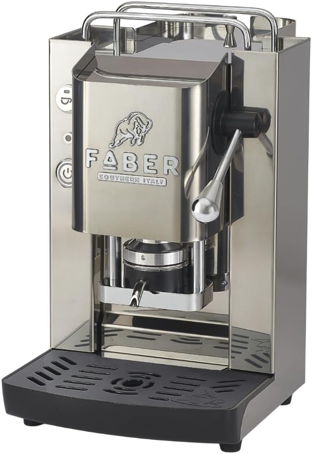 machine à café FABER COFFEE MACHINES – cafetière | 44 mm, Argent/Noir – Pro 3.0 Inox ESE en acier avec valve magnétique