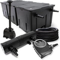 Pompes WilTec | 90000 L, 10000l – 80 W | 18 W, 25 m – Noir | Kit complet: CBF-350C Filtre de bassin jusqu'à, NEO10000 pompe de filtration /h