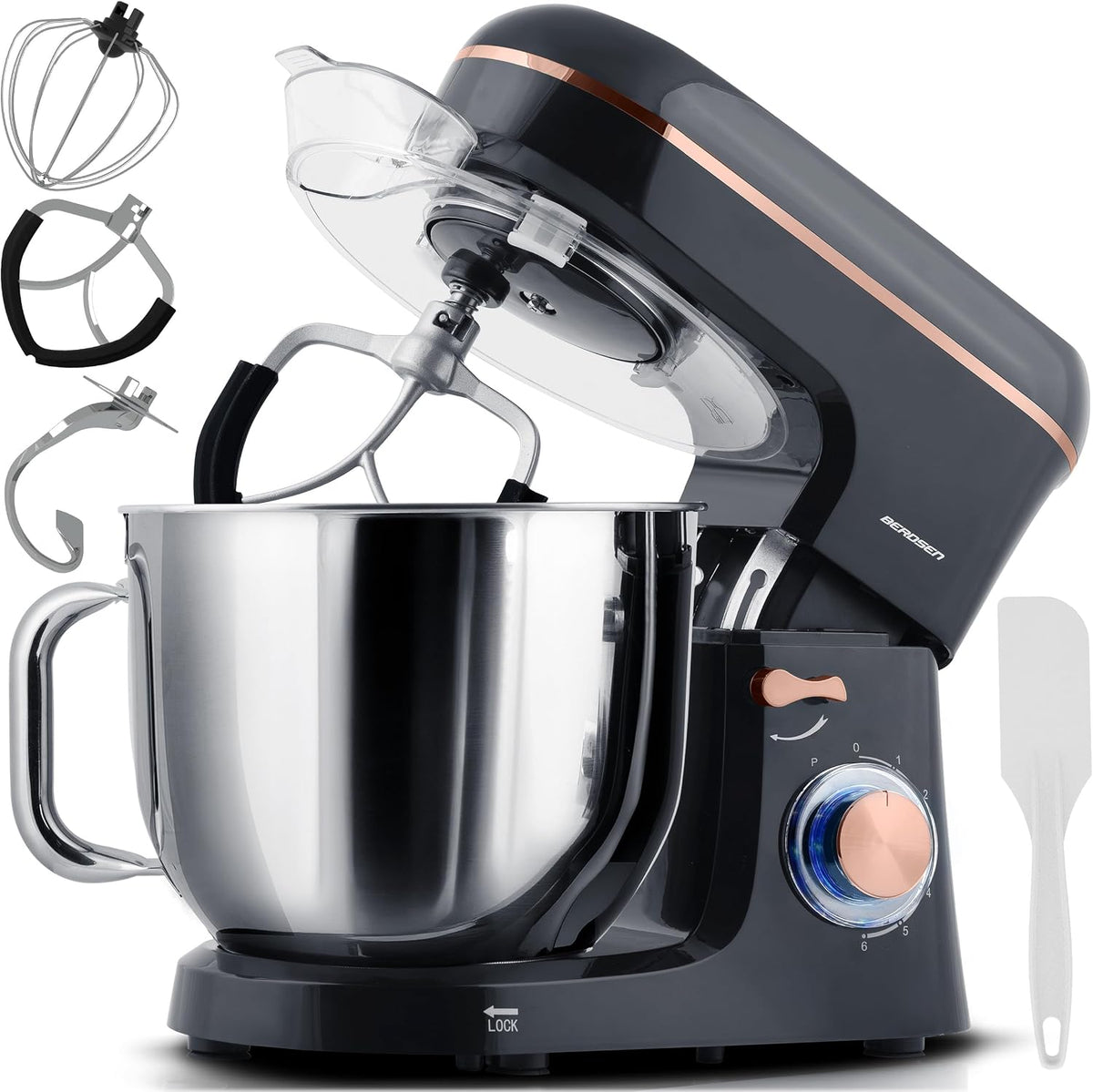 Berdsen robot de cuisine, 1400 W – 6 l | Noir/Doré