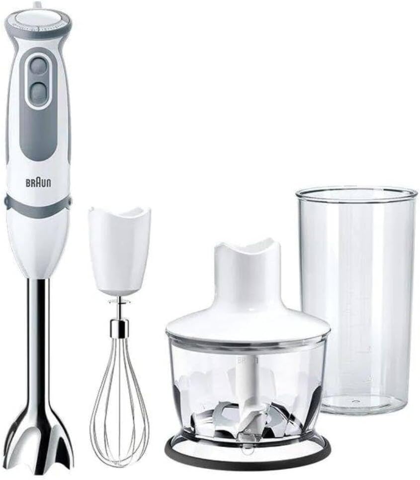 Braun blender, 500 ml – 600 ml | 1000 W, Blanc/Argent – MultiQuick 5 MQ5235WH | Mixeur Plongeant, 21 Vitesses et Fonction Turbo