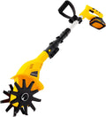 HUSPOO motoculteur, 85 dB – 20 V | 250 tr/min, 3,9 pouces – jaune | Cultivateur et sans fil, mini électrique de de large