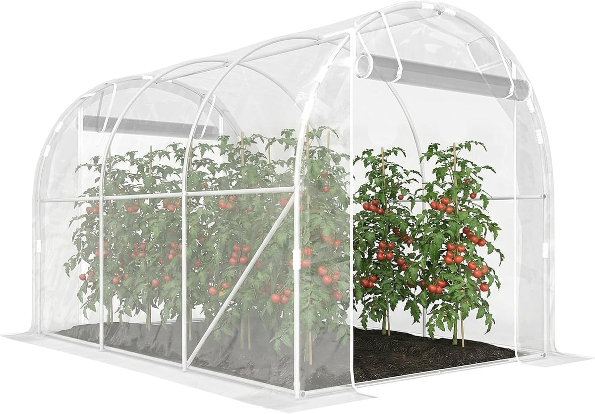 Outsunny Serres tunnel, 6 m – 195x295x195 cm | 150 g, 20 cm – Transparent | Serre Tunnel de Jardin ², Serre de Jardin Tunnel avec Cadre Acier