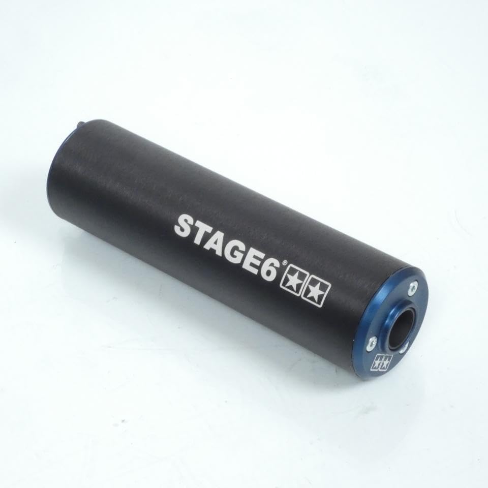 Stage6 Silencieux, Noir/Bleu – d échappement Stage 6 compatible avec Moto Derbi 50 Senda X-Race