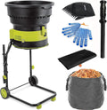 WaaYb broyeur, 208 l/min – 2500 W | 8000 TR/Min, 54 cm – Noir et vert | de Feuilles électrique, Compost avec Roues