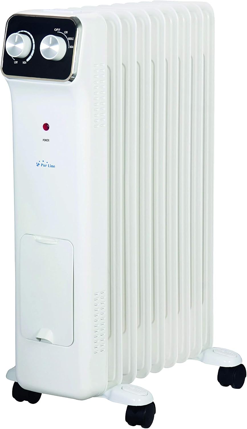 Radiateurs électriques PUR LINE – 2000 W | Blanc, Radiateur à bain d'huile – 9 éléments | thermostat réglable