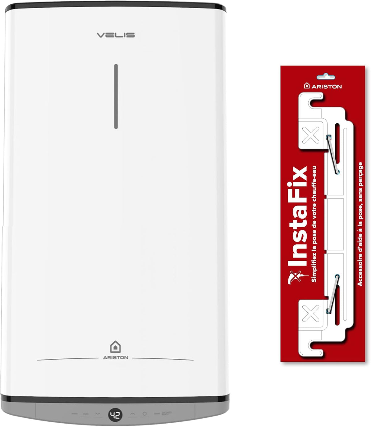 Ariston chauffe-eau, 65 L – Blanc/Noir | Velis Evo Dune, Extra Plat Multiposition – 15% d'Économie d'Énergie | Chauffe Rapide