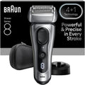 Rasoirs à grille Braun | Argent/Noir, Rasoir électrique Series 8 pour homme – tête de précision 4 + 1 | SensoAdapt pour toutes les densités de barbe